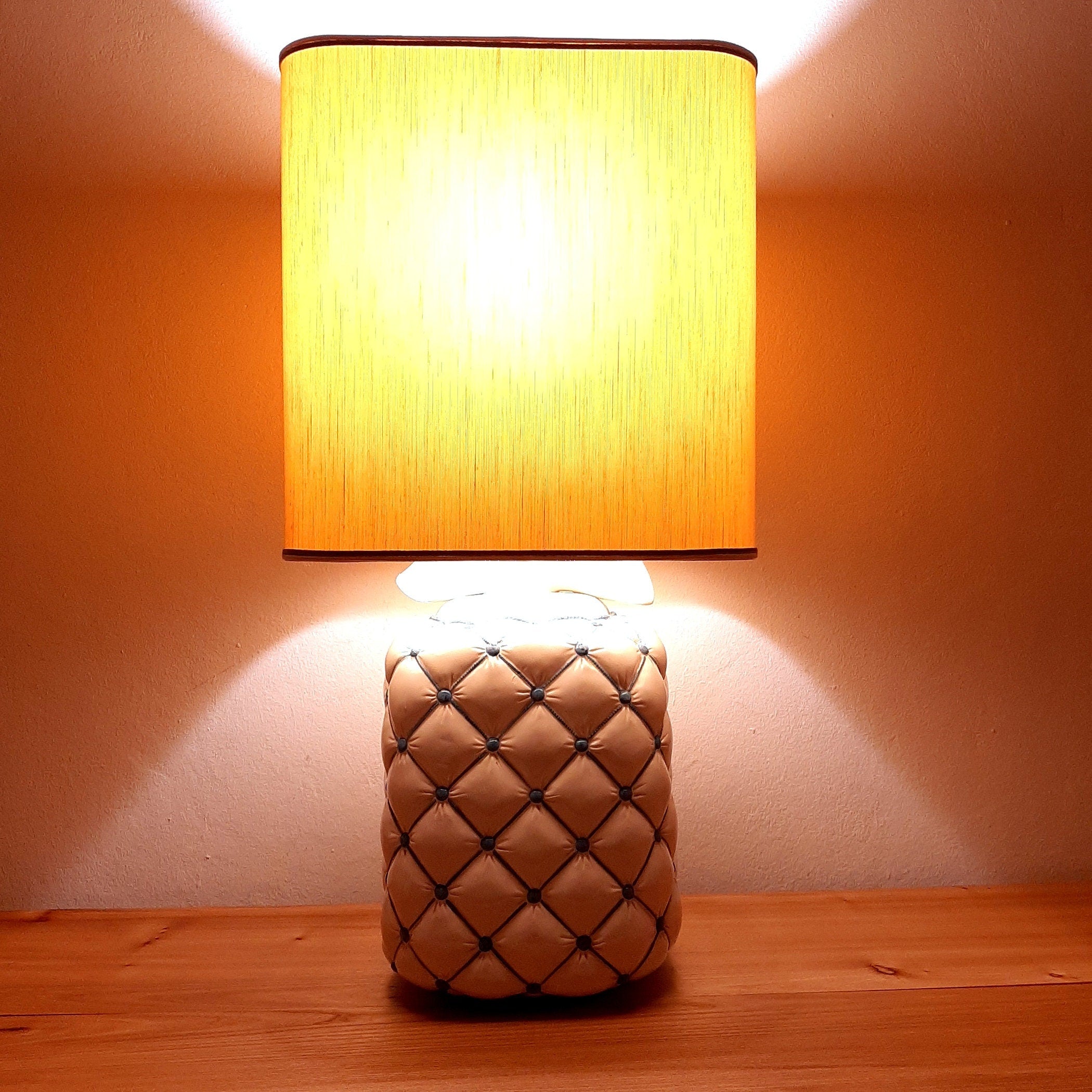 Vintage ceramic table lamp Italy 1960s Pillow lamp quilt nightlamp Retro home lighting
