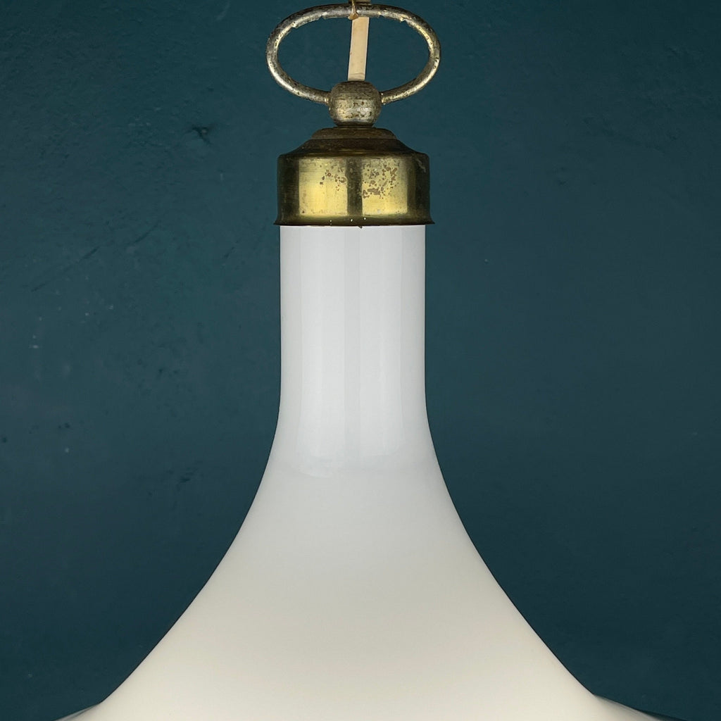 Vintage white Murano glass pendant lamp Italy 1970s Mid-century Lighting Vintage chandelier