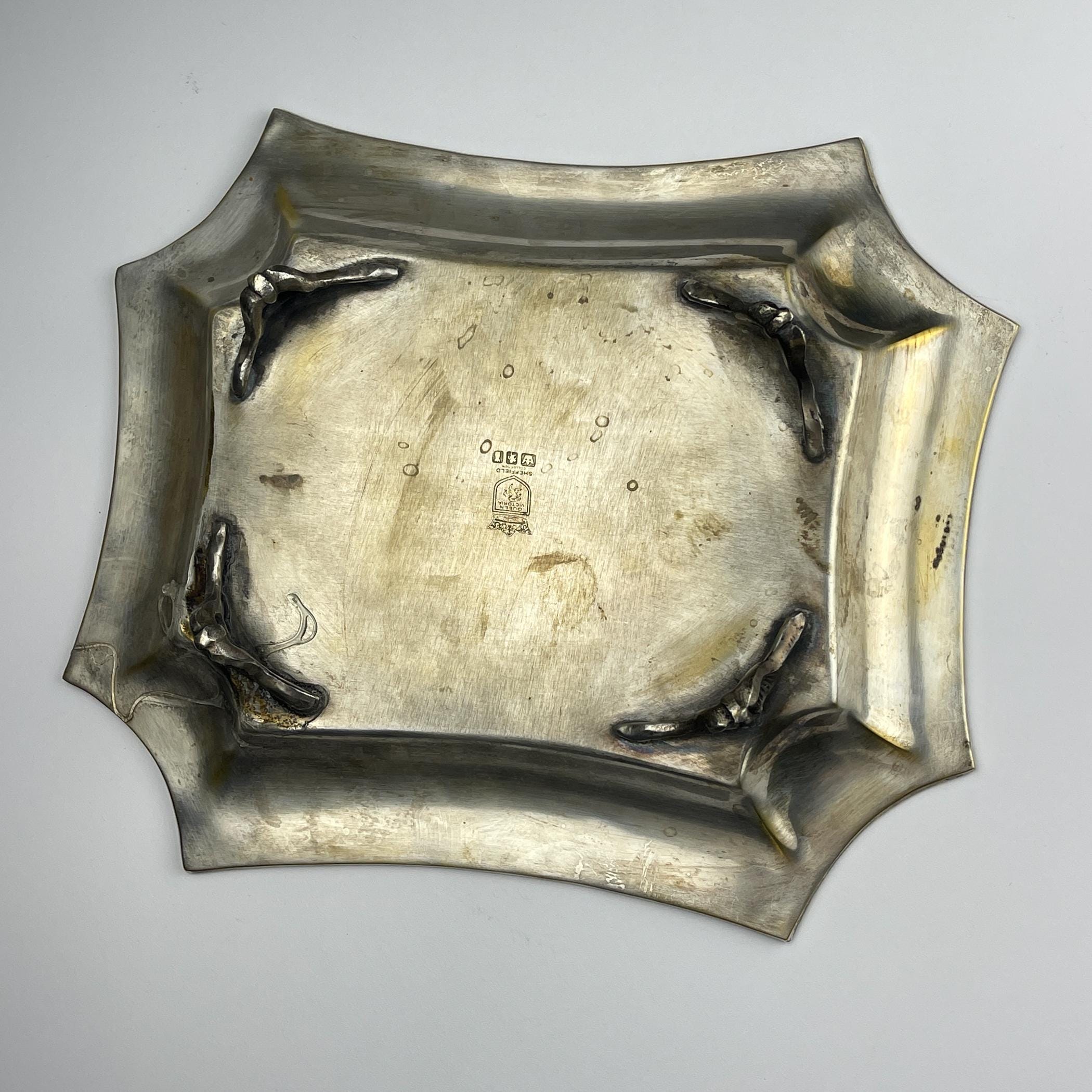 Antique silver plated tray by Queen Victoria Sheffield, England, 1900s