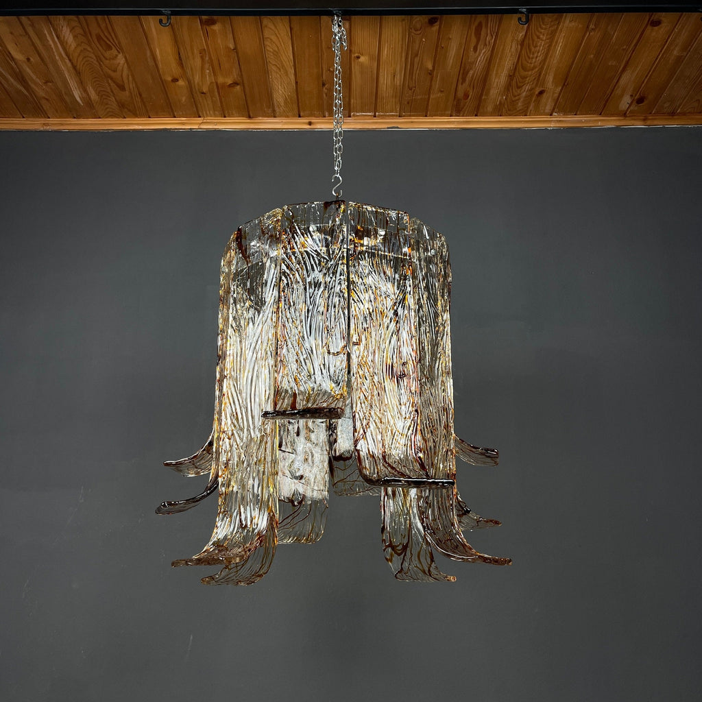 Vintage large murano chandelier by AV Mazzega Italy 1970s Mid-century italian lighting