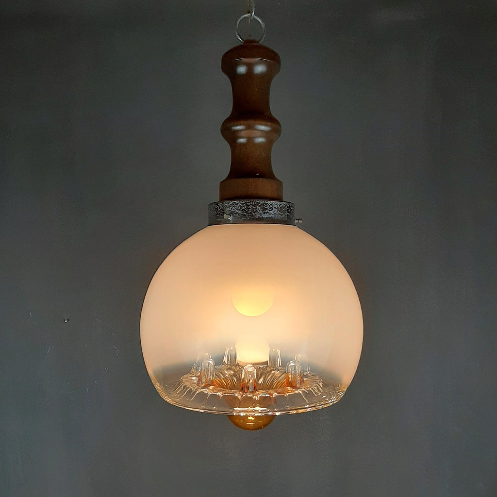 Large vintage murano glass pendant lamp by Mazzega Italy 1960s Mid-century lighting