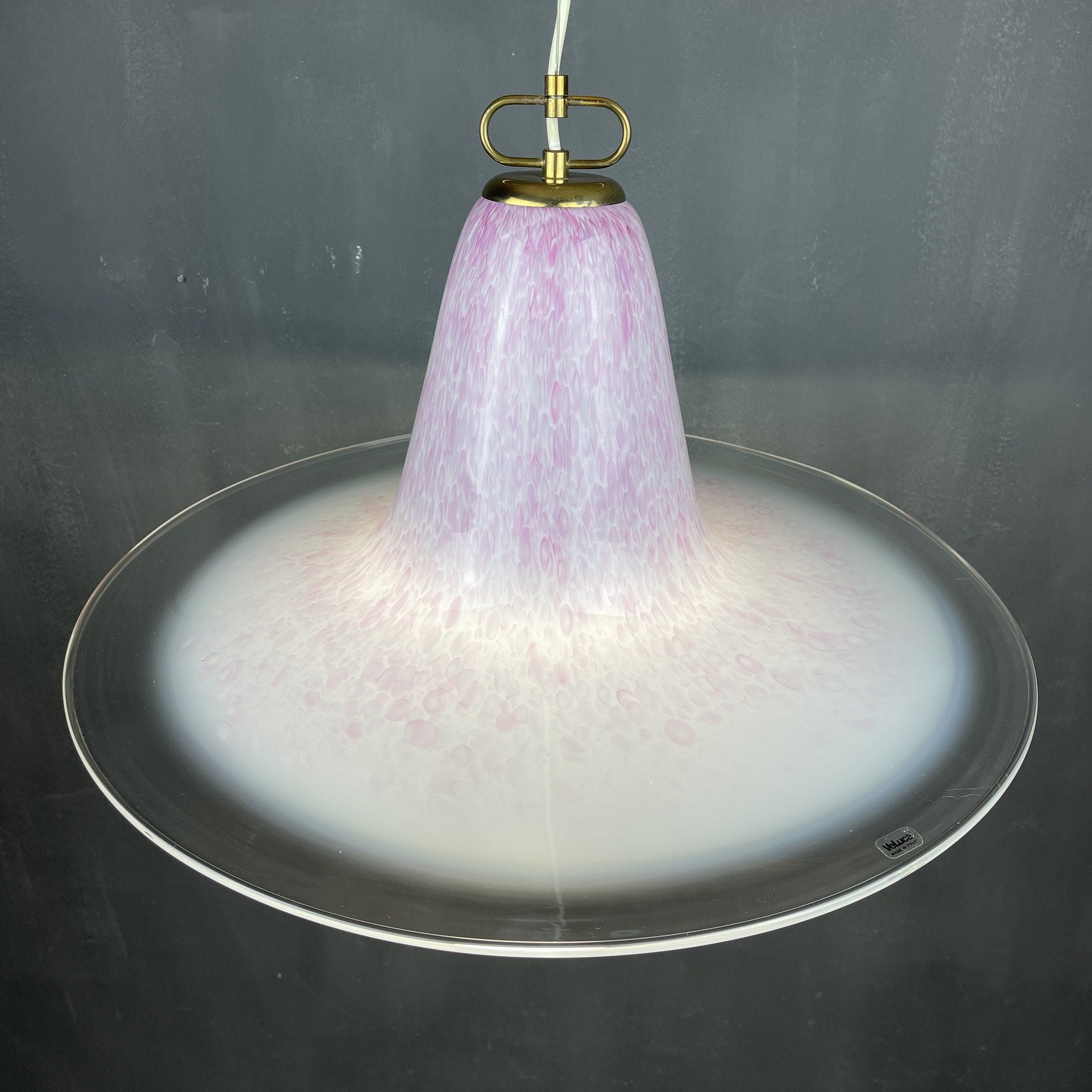 Mid-century pink Murano glass pendant lamp by VeLuce Italy 1970s