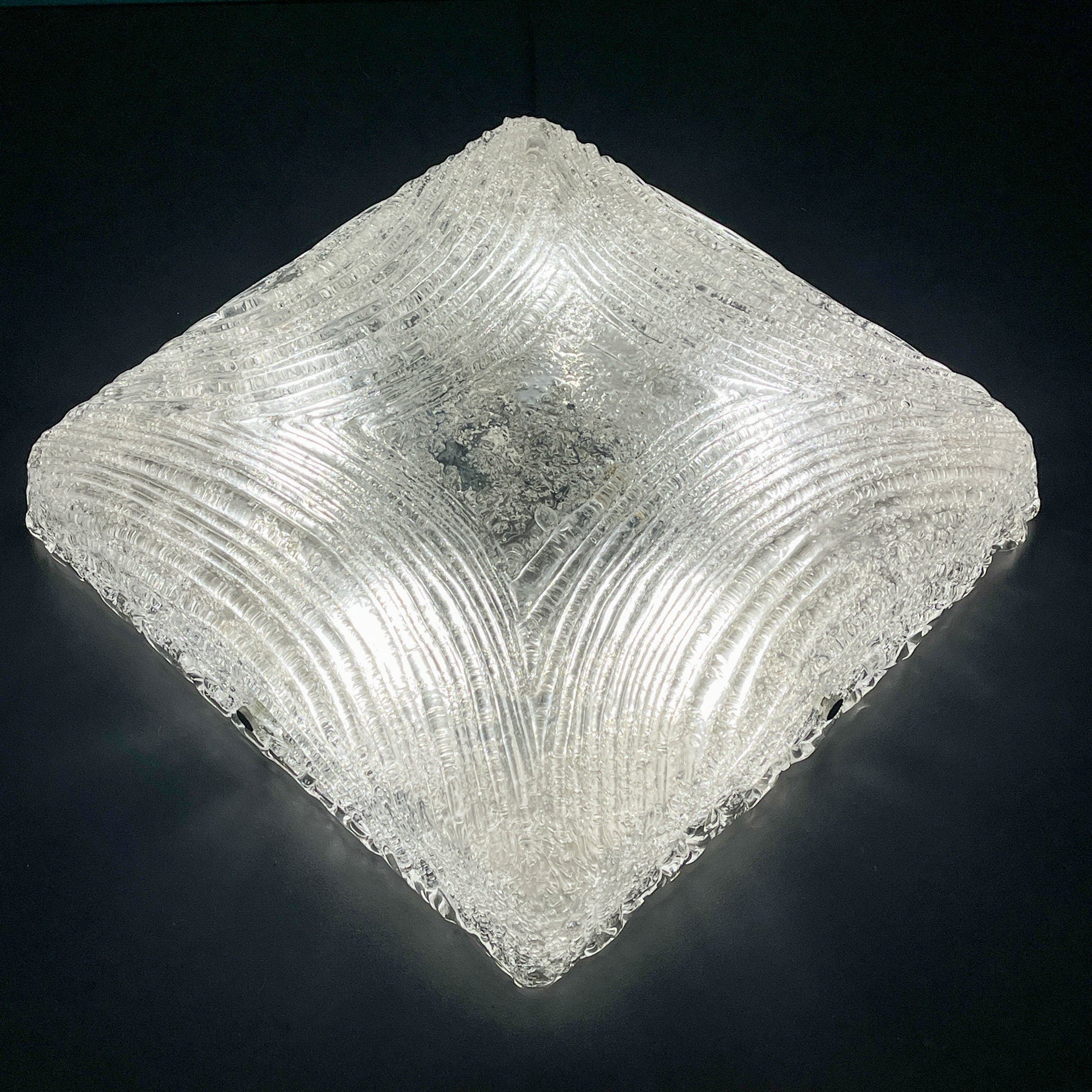 Vintage ice murano glass ceiling lamp by J.T.Kalmar, Austria, 1960s