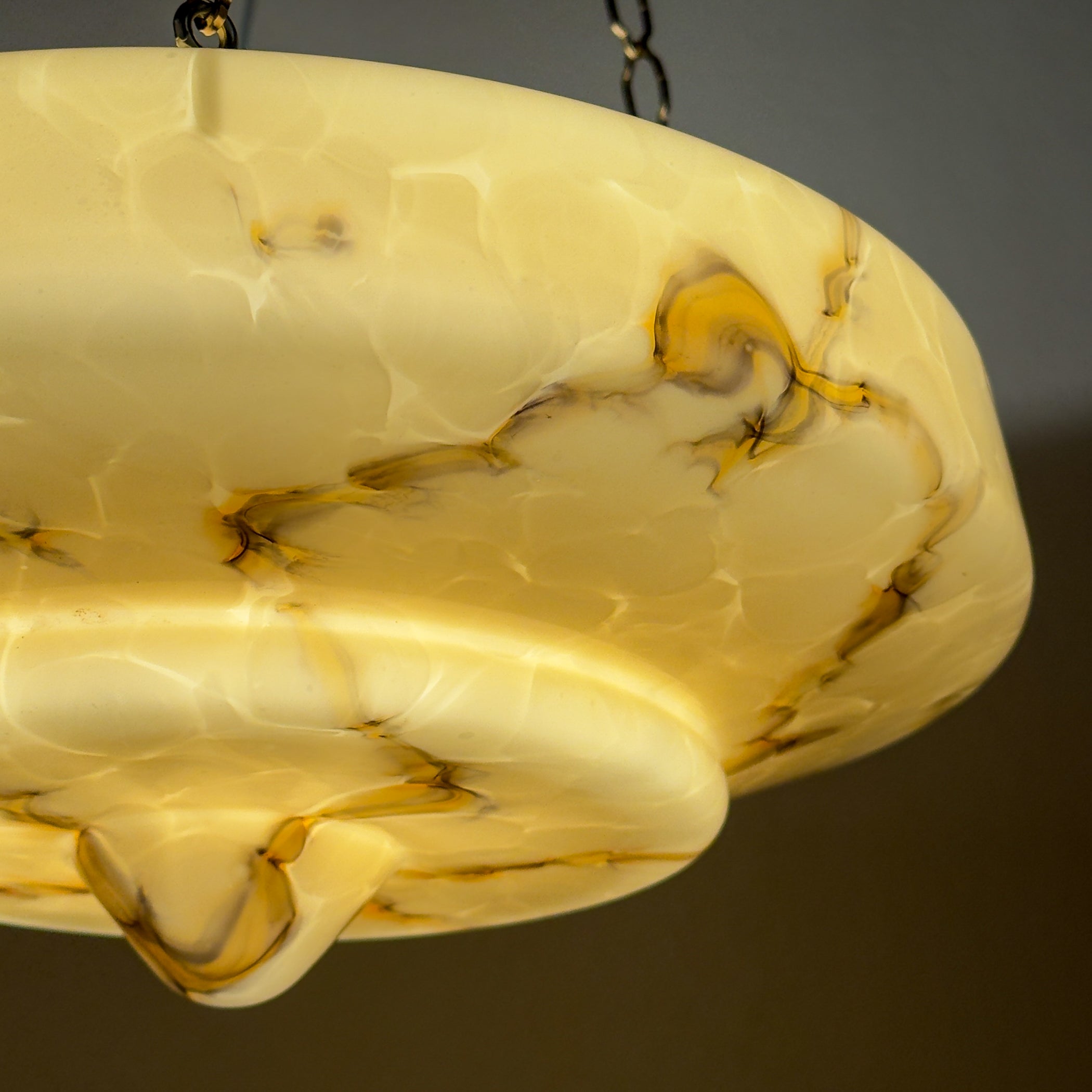 Art Deco yellow glass pendant lamp, Italy 1930s