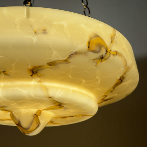 Art Deco yellow glass pendant lamp, Italy 1930s