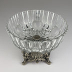Vintage crystal glass bowl with metal base by Fadalti, Italy 1960s