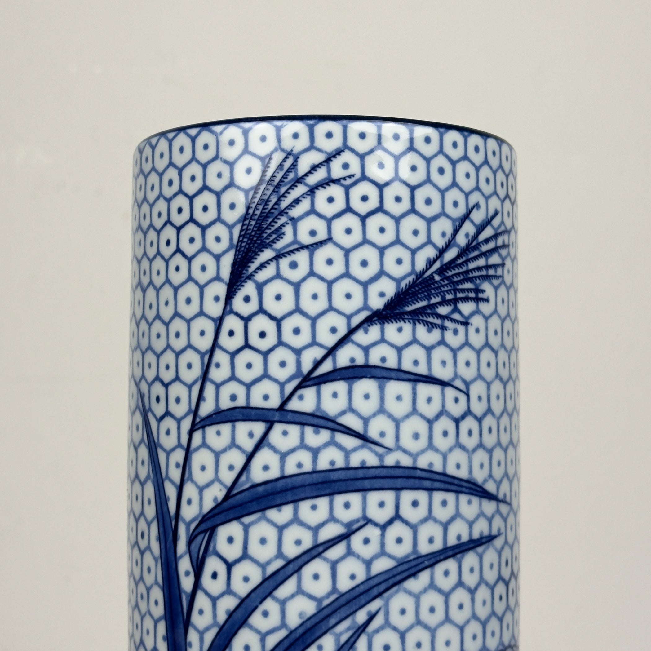 Vintage ceramic vase Quail and Millet, Japan 1970s