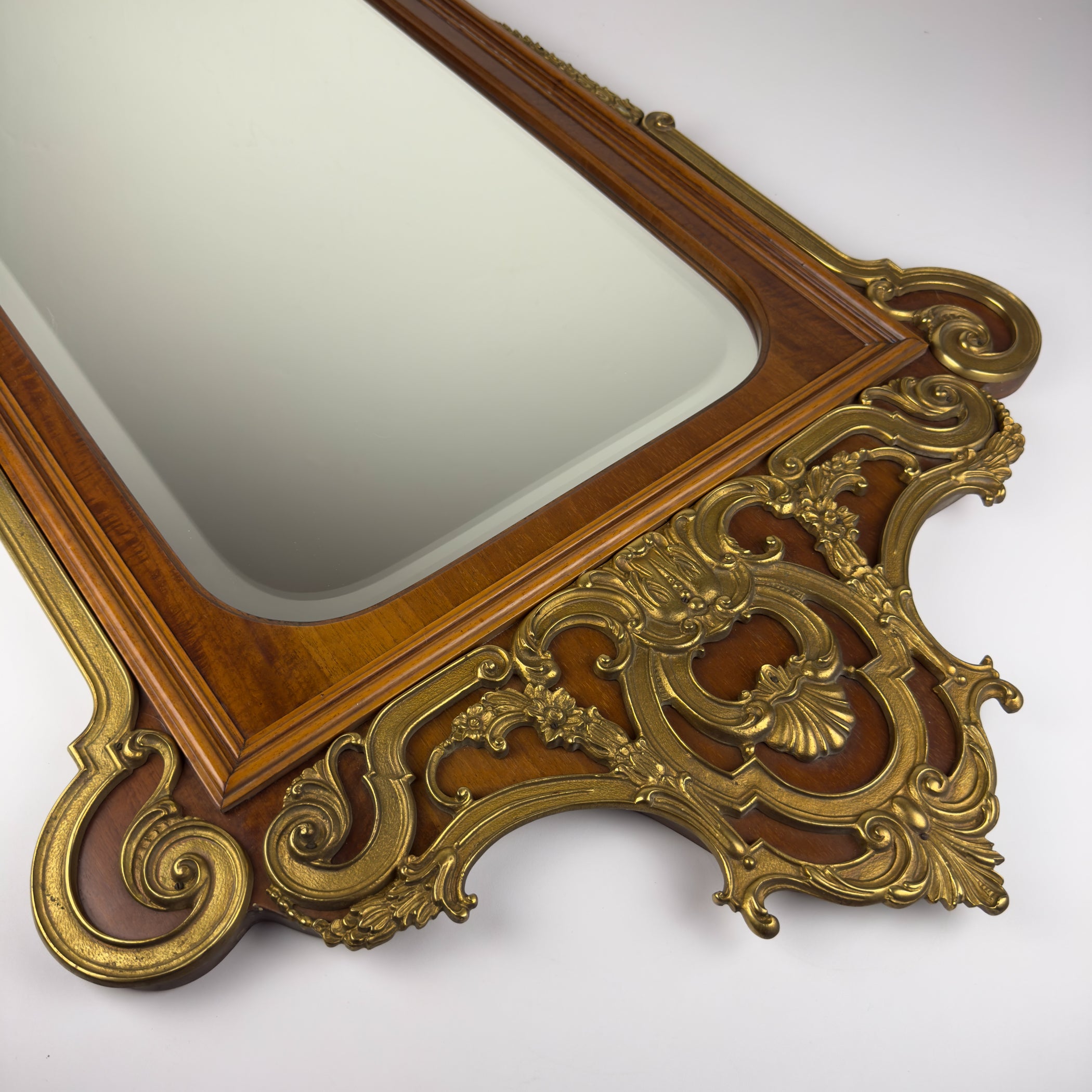 Vintage Large Wooden Wall Mirror, Italy 1950s