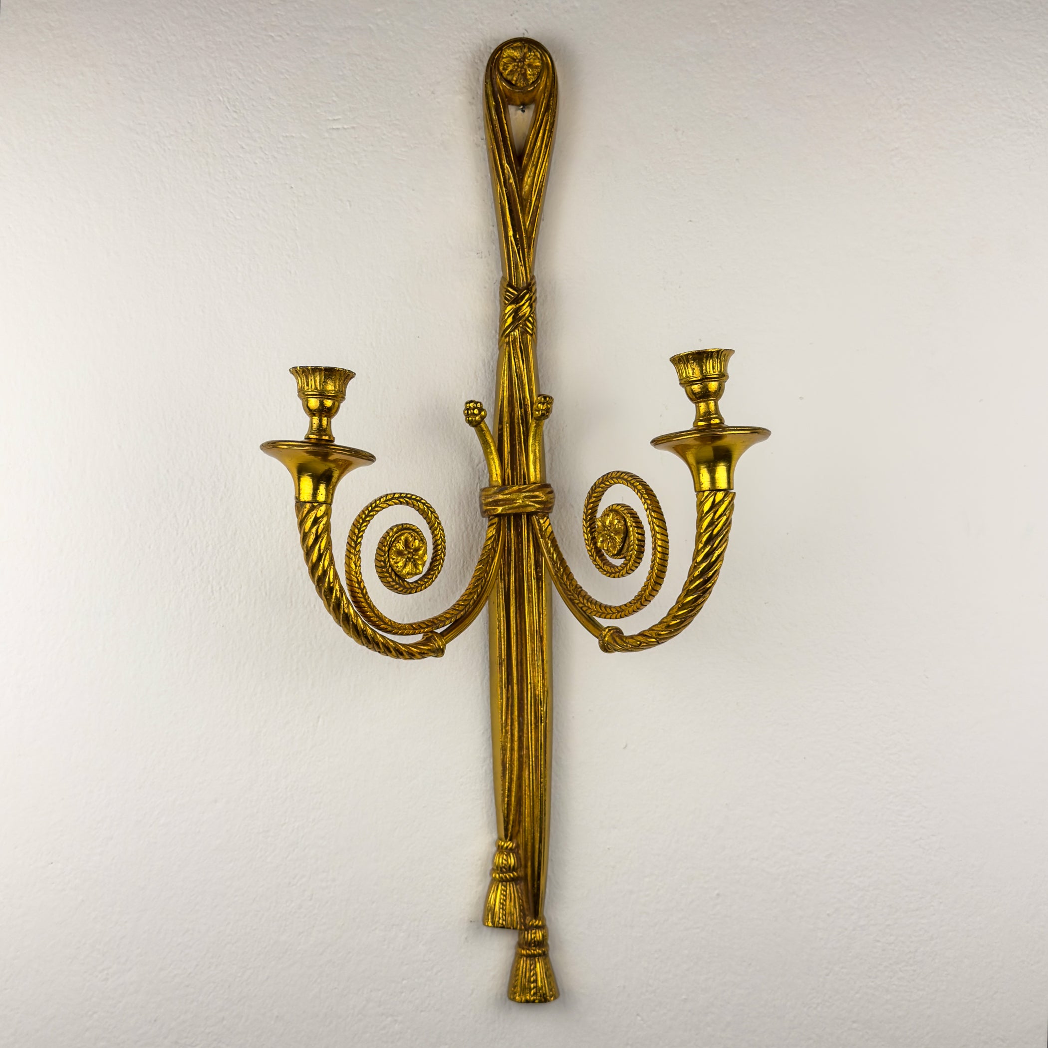 Large Bronze Wall Candle Sconce, France 1950s