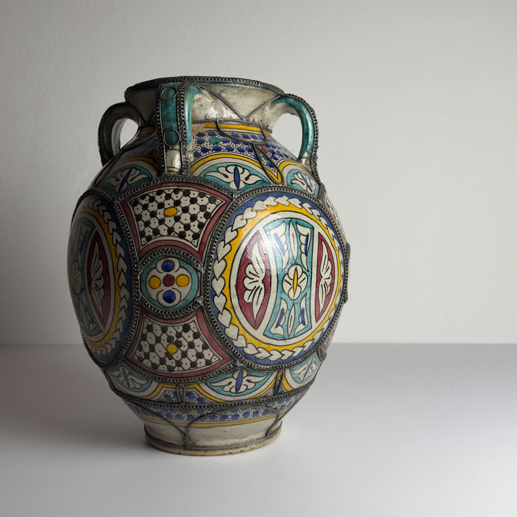 Vintage Moroccan Palatial Pottery Vase, Morocco 1930-50ss