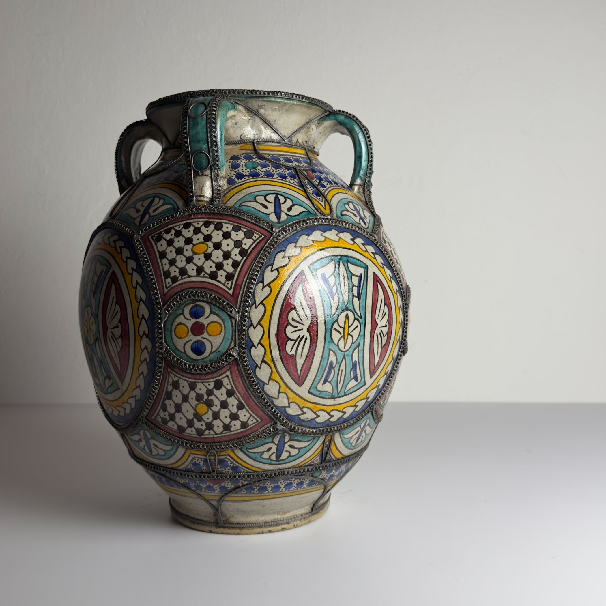 Vintage Moroccan Palatial Pottery Vase, Morocco 1930-50ss