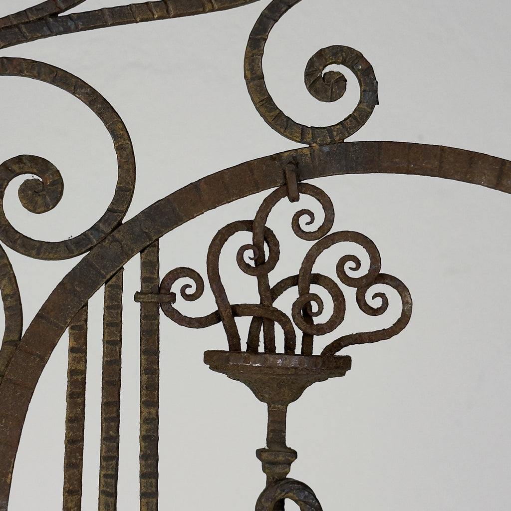 Antique wall decorative panel of wrought iron, Italy 1920s