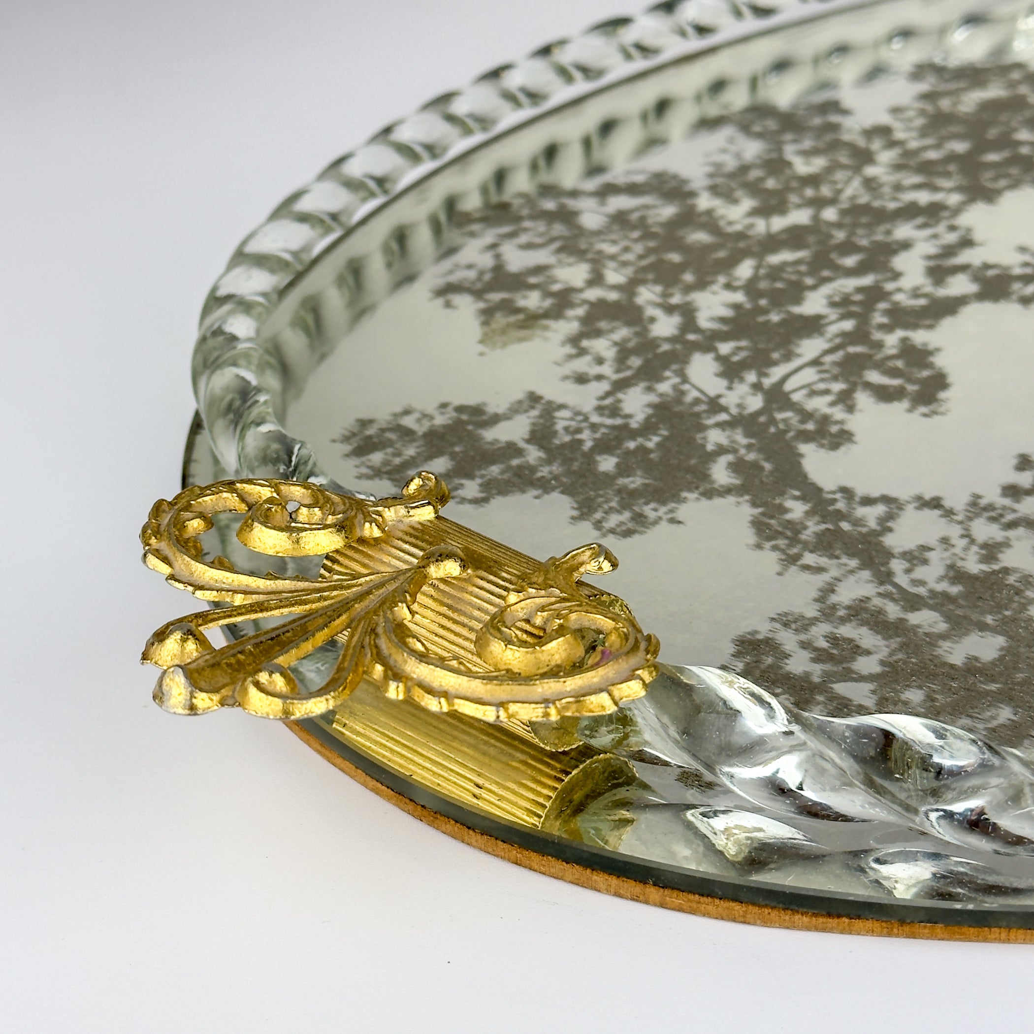 Vintage Venetian glass Mirror Tray, Italy 1950s