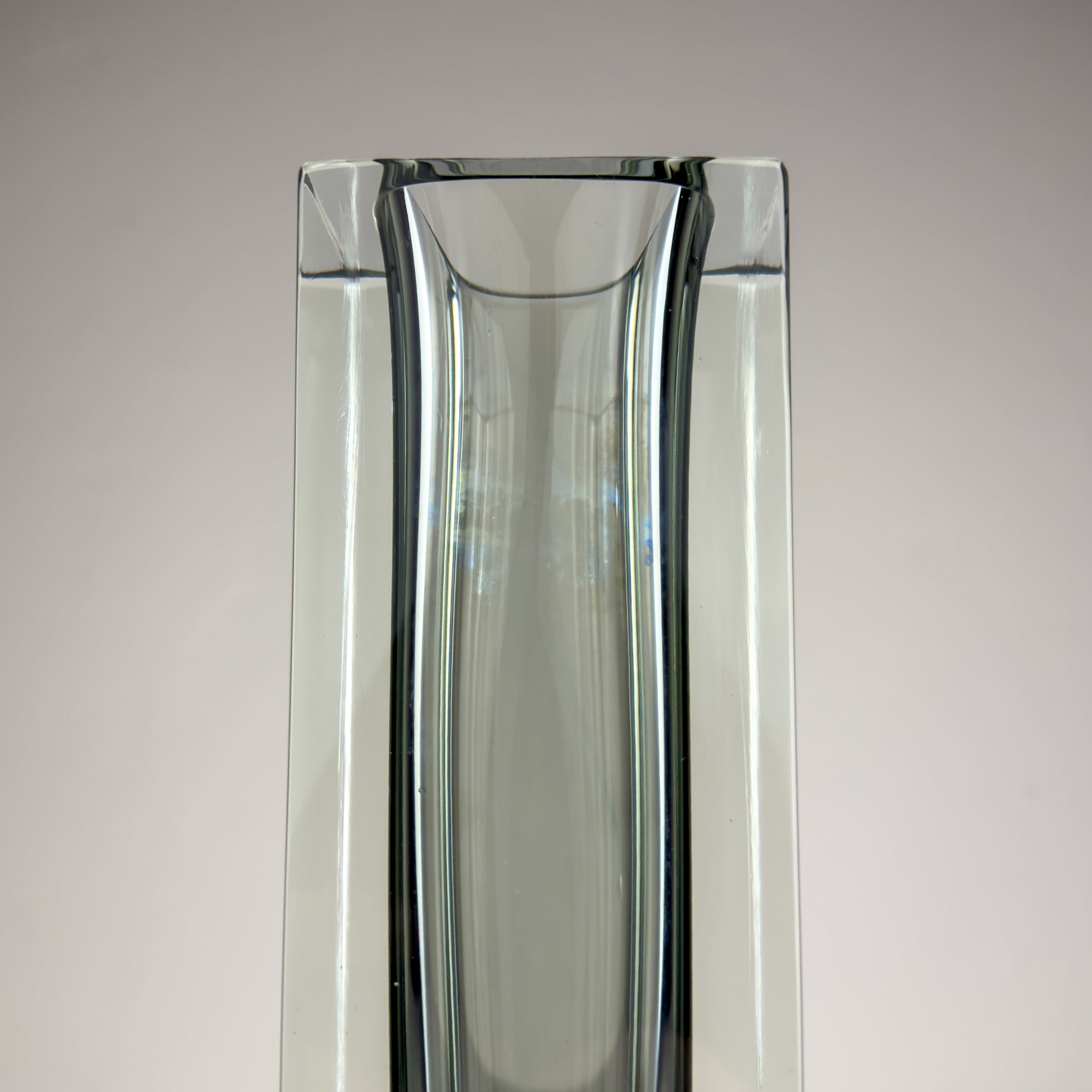 Sommerso gray Murano glass vase, style Flavio Poli, Italy 1970s