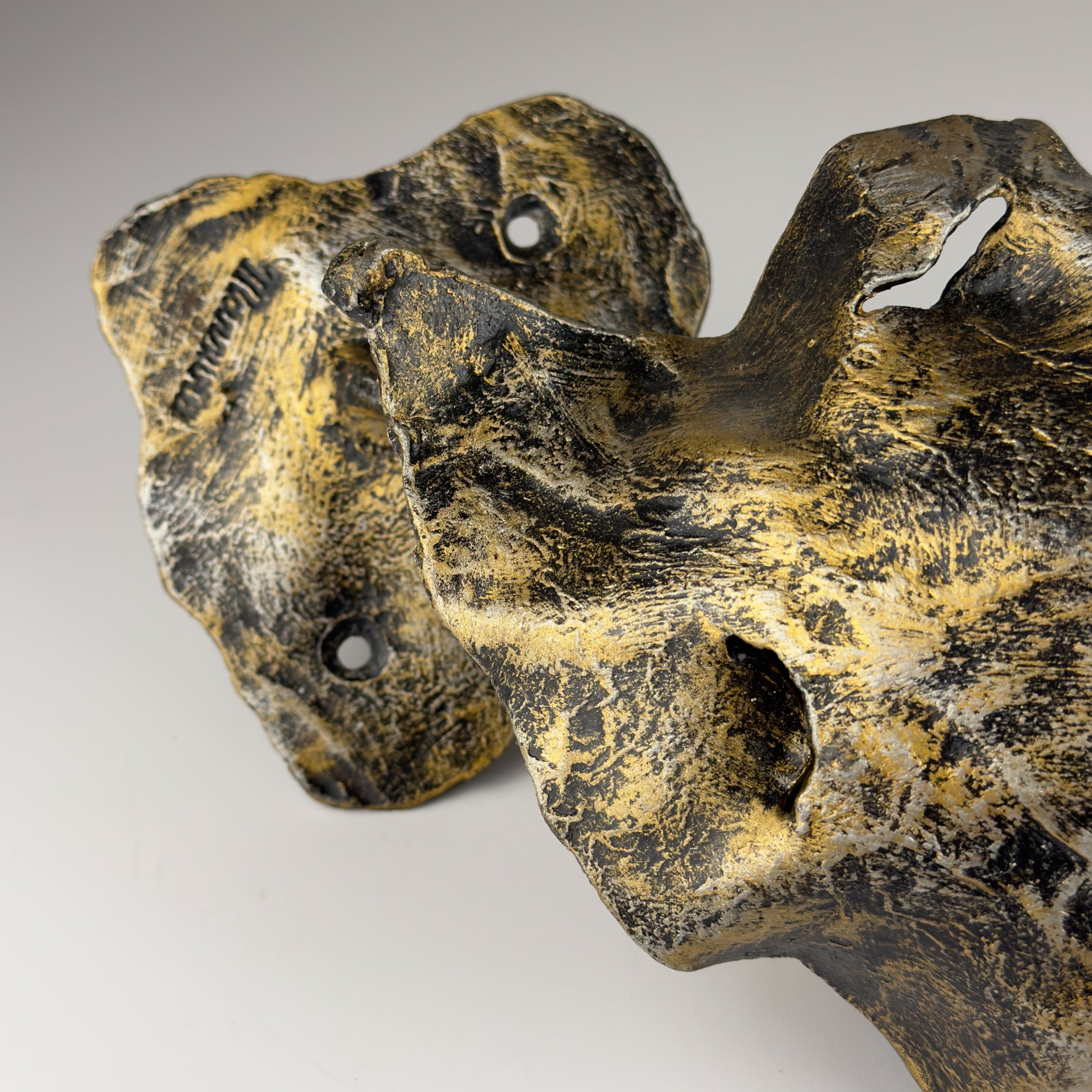 Original metal Brutalist wall lamp by Salvino Marsura, Italy 1970s