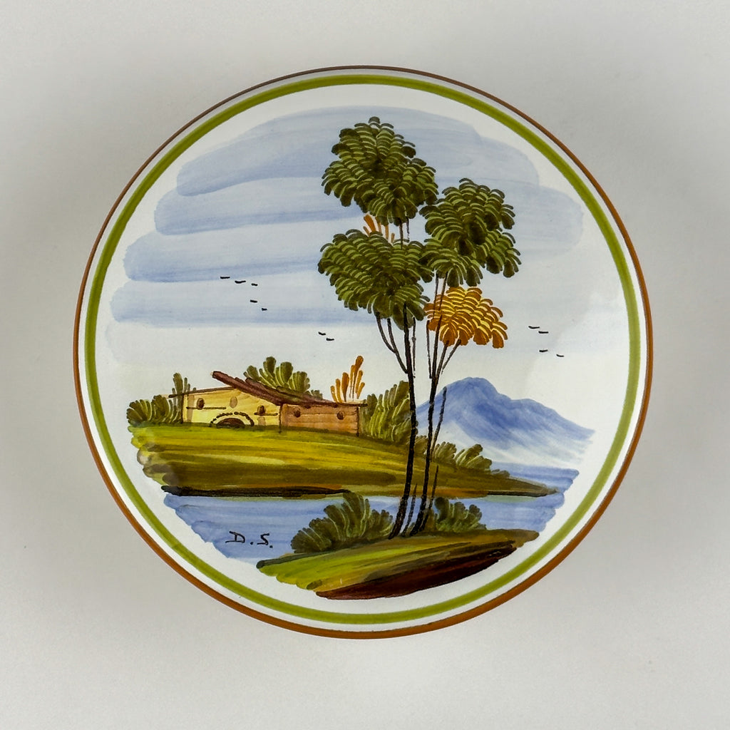 Vintage hand painted round trinket box by manufacture Di Stefano, Italy, late 20th Century