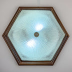 Vintage ice murano glass ceiling lamp Italy 1980s Flush Mount Light