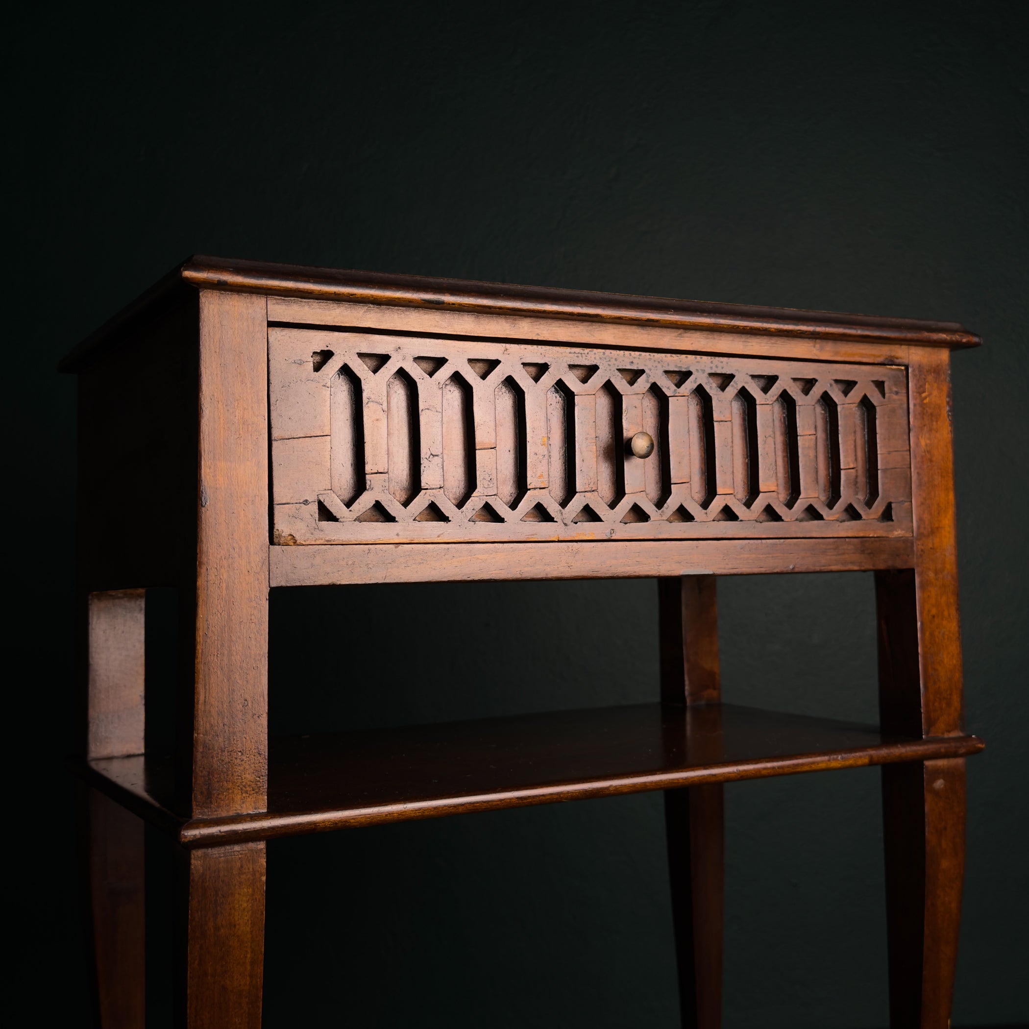 Vintage wood nightstand Italy 1970s