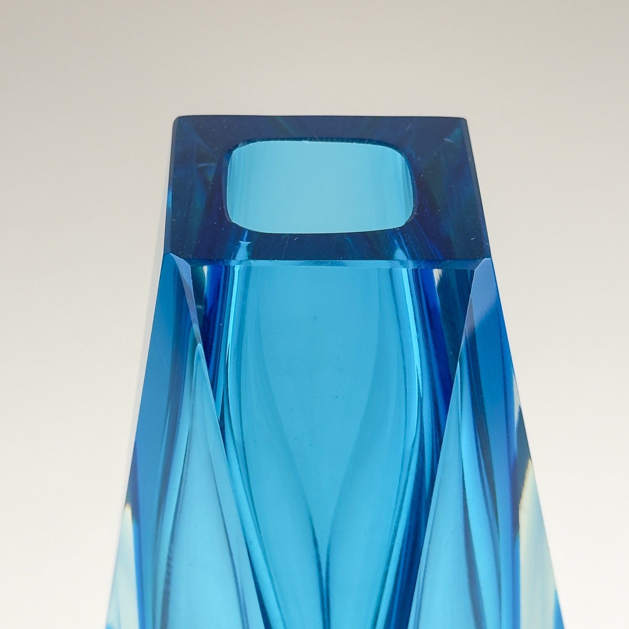 Sommerso blue Murano glass vase, style Flavio Poli, Italy 1970s