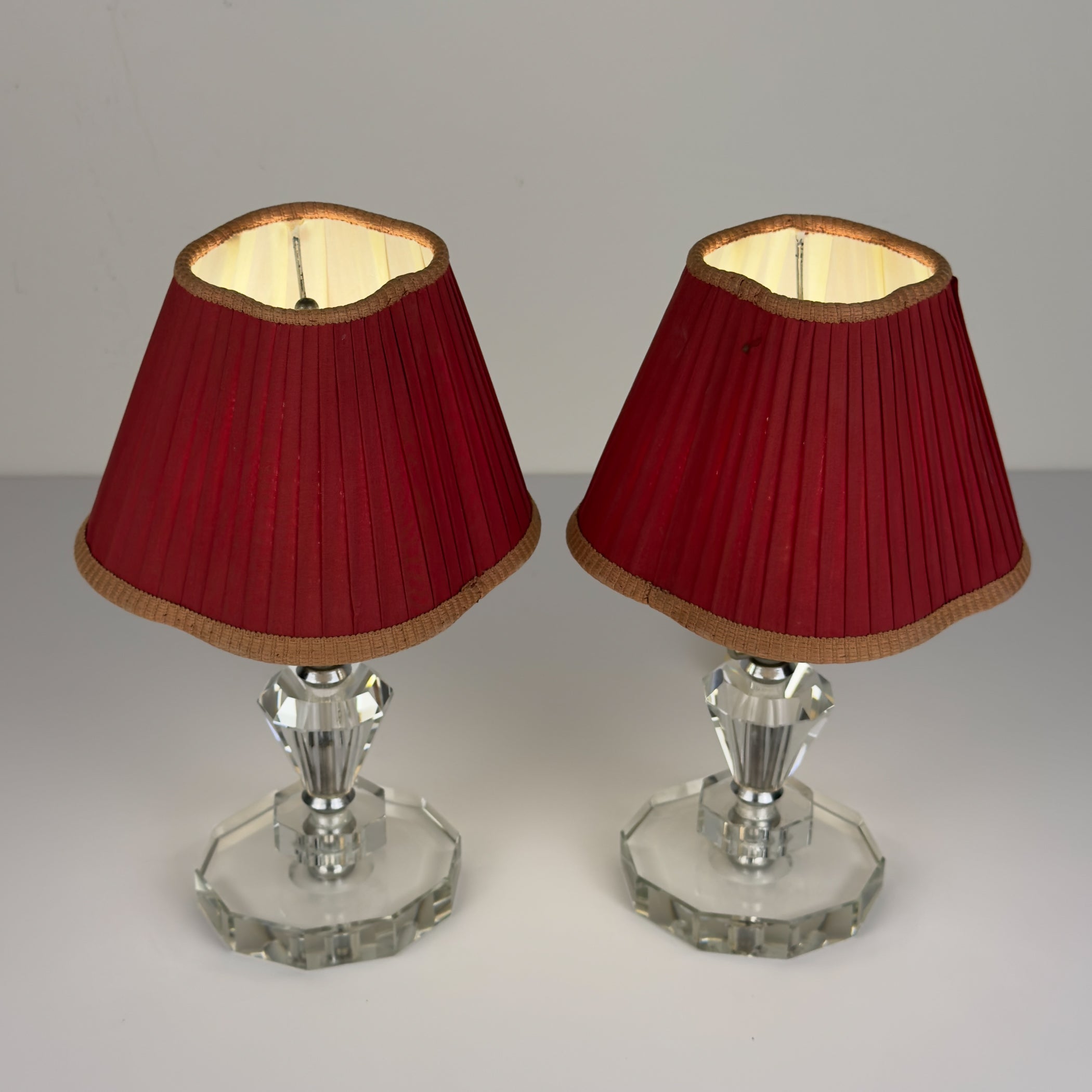 Vintage glasses table lamps, Set of 2, Italy 1950s