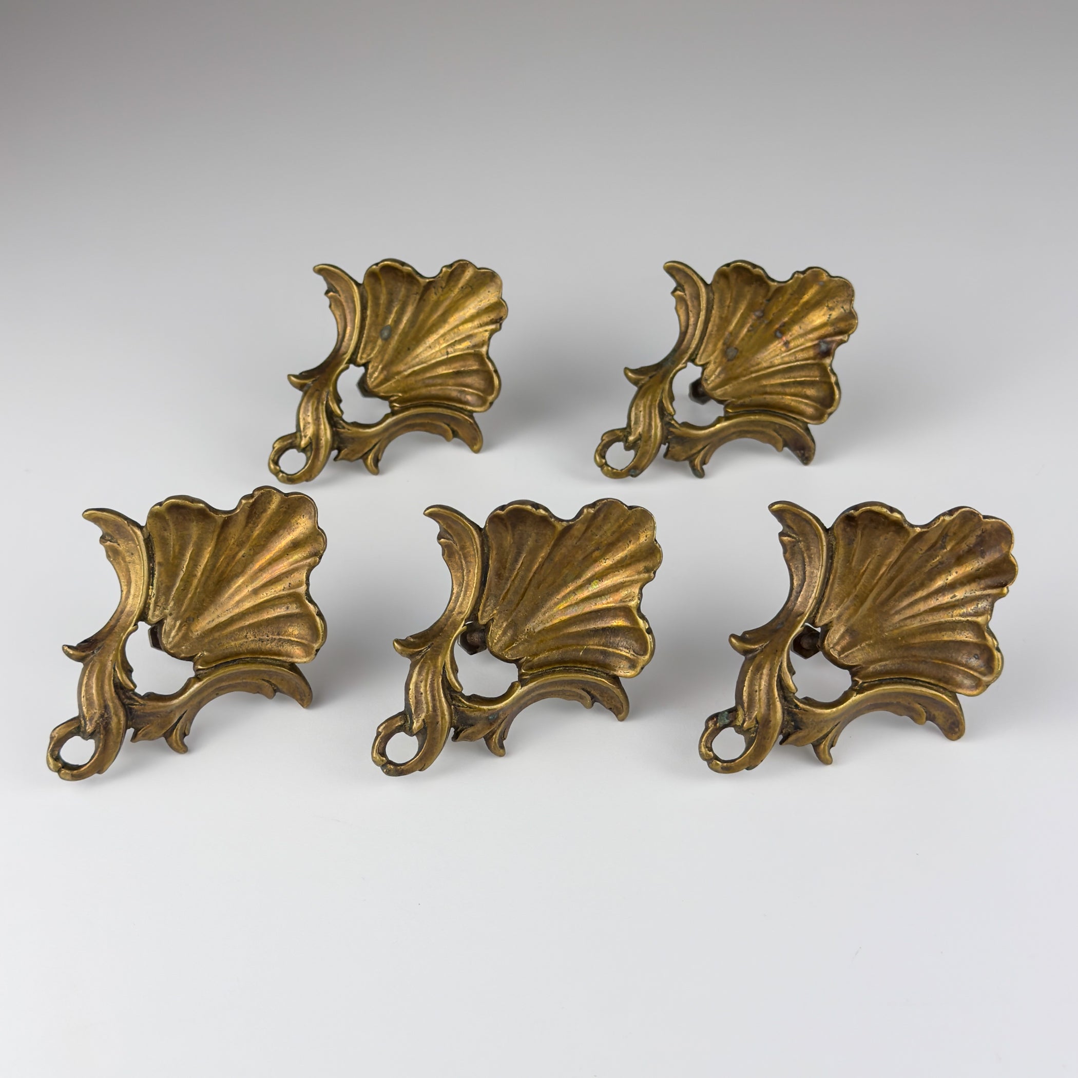 Antique bronze furniture handles, Italy, 1930s, Set of 5, Vintage home decor