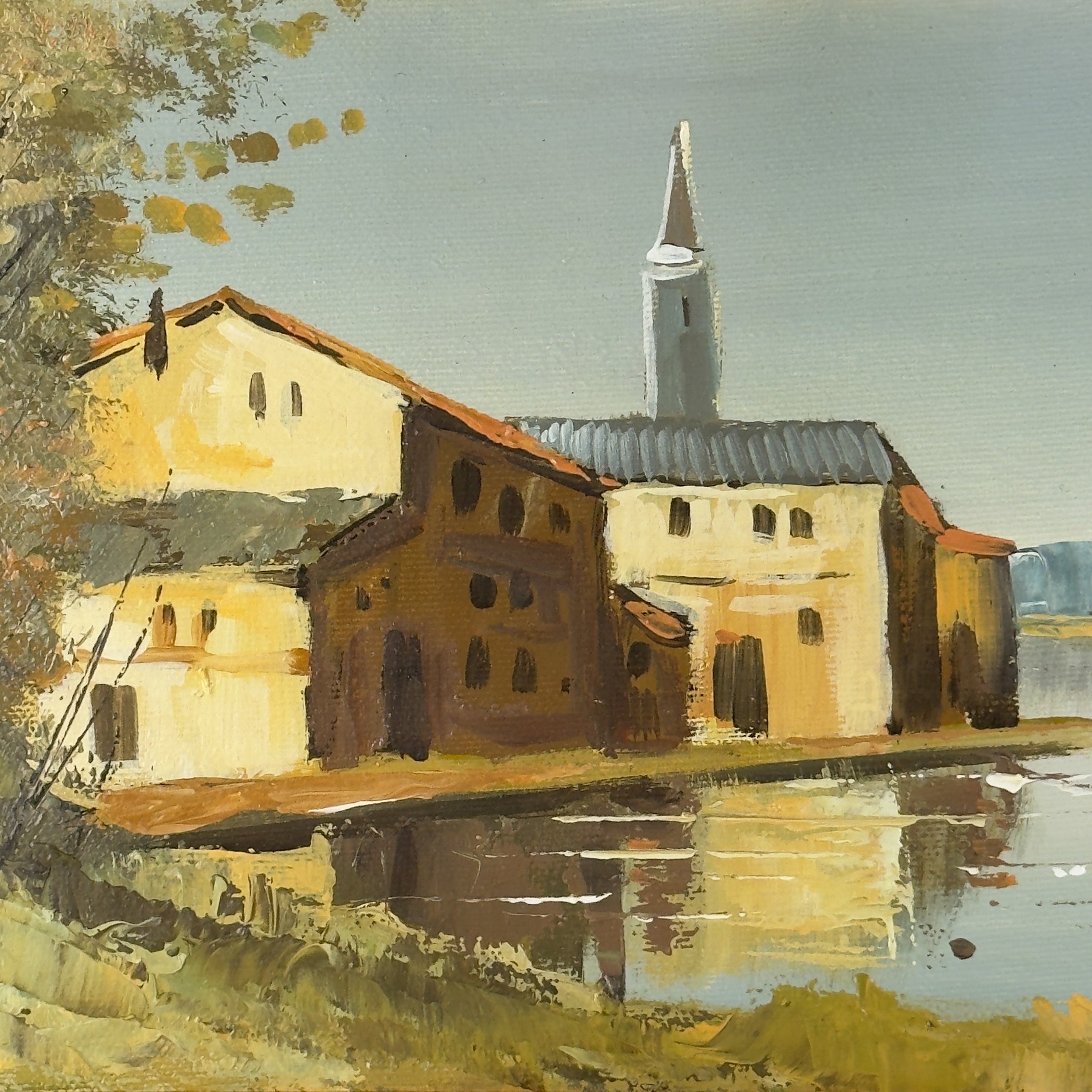 Original Landscape Oil Painting, Italy 1960s, Signed, Framed