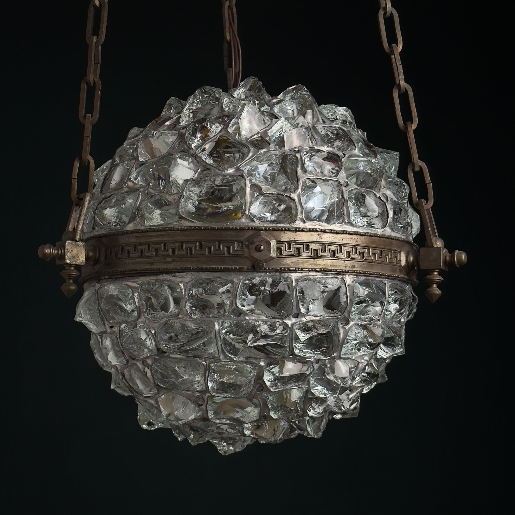 Antique chandelier on chains in Art Nouveau style, Austria, early 20th century