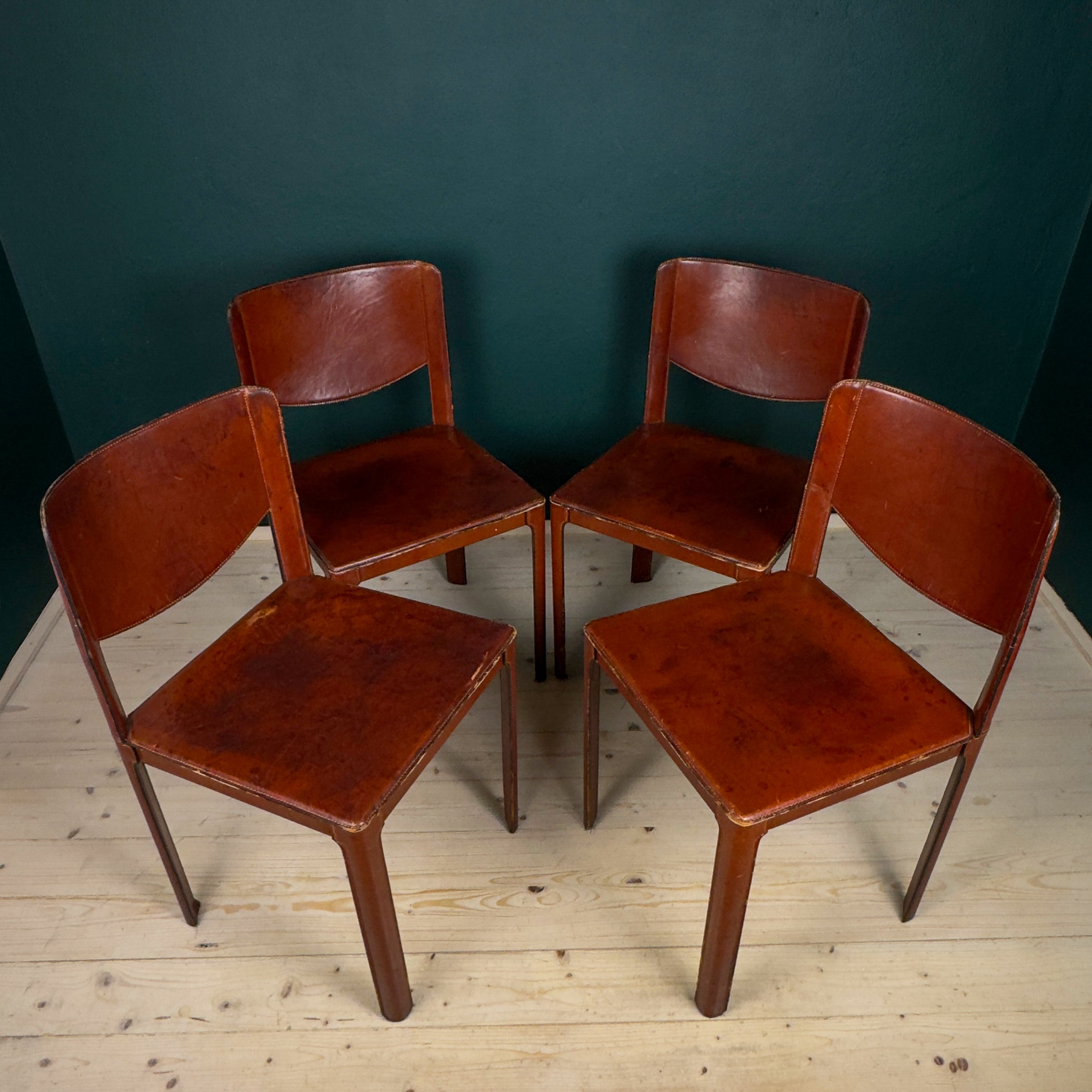 Mid-century Sistina Saddle dining chairs by Tito Agnoli for Matteo Grassi, Italy 1980s, Set of 4