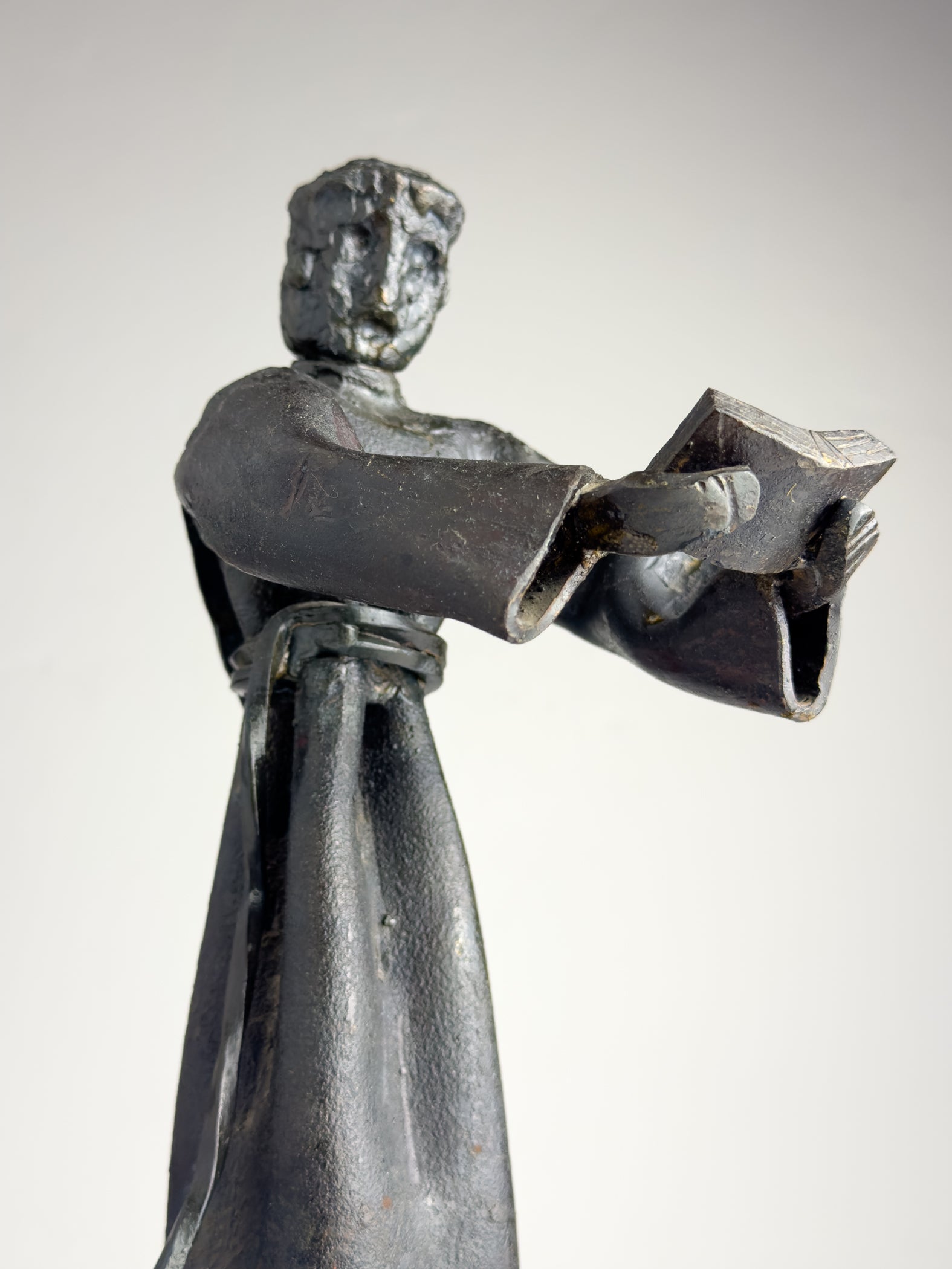 Vintage Brutalist sculpture "Monk With The Book" by Salvino Marsura, Italy 1970s