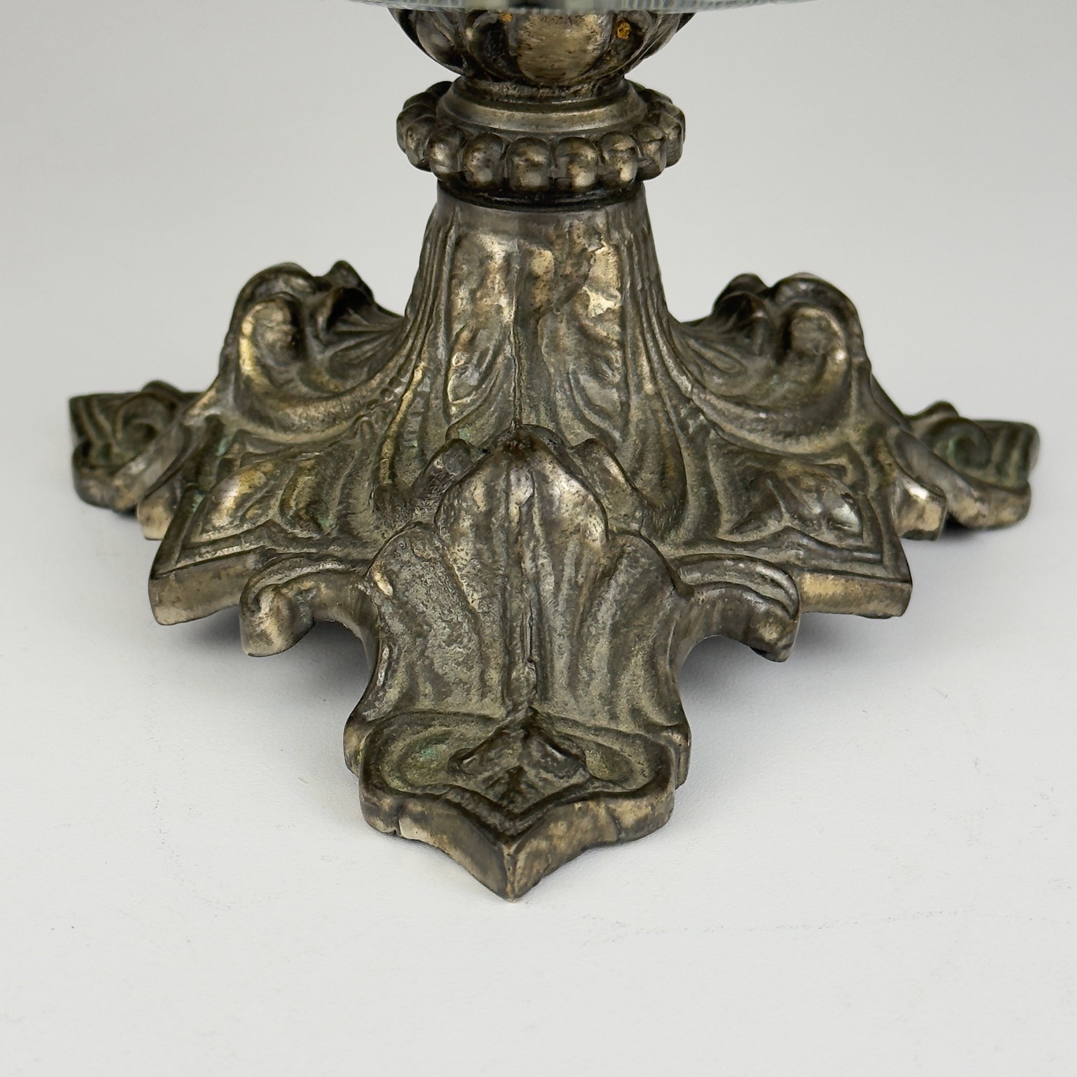 Antique glass bowl with bronze base, Italy 1920s