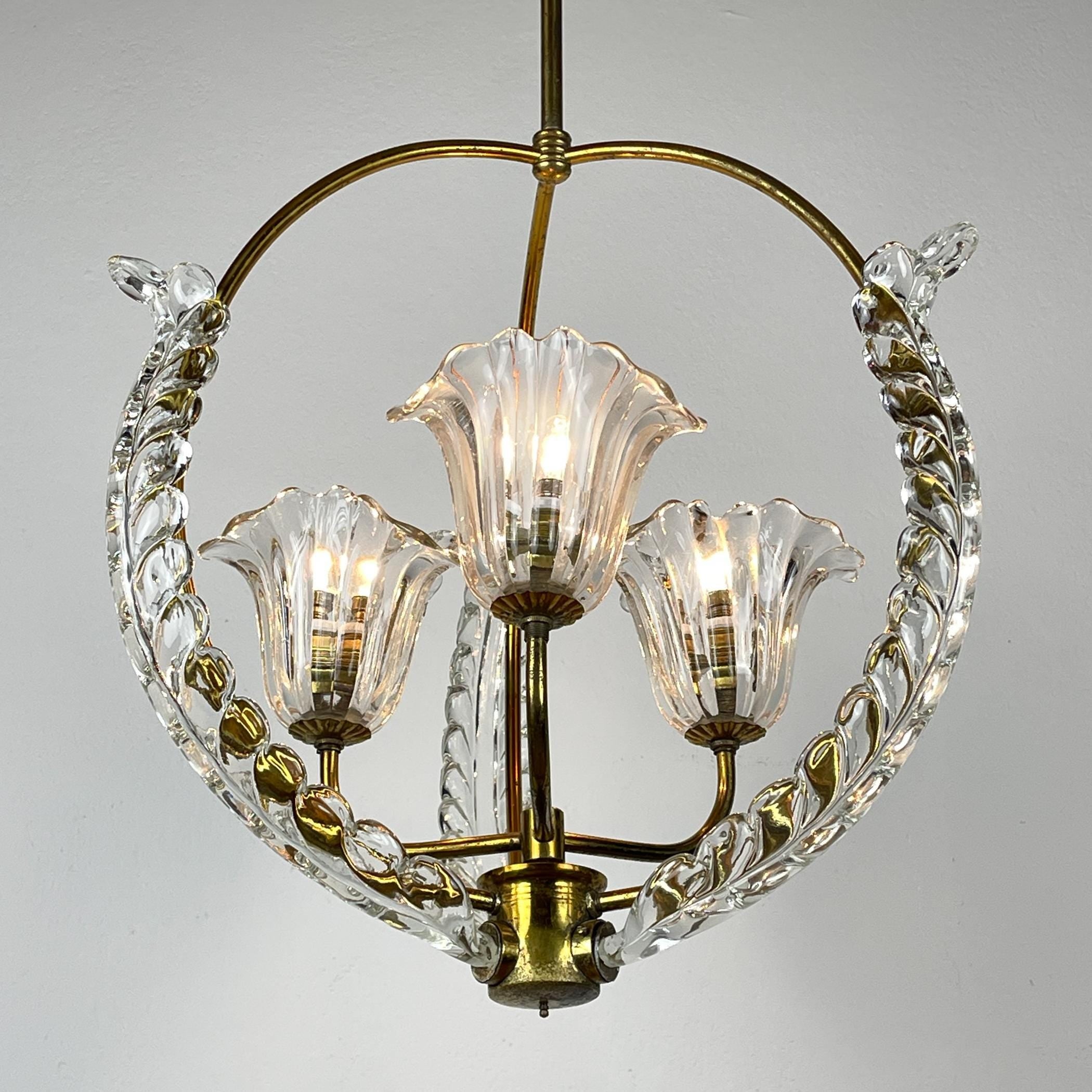 Murano chandelier by Ercole Barovier Barovier & Toso, Italy 1930s