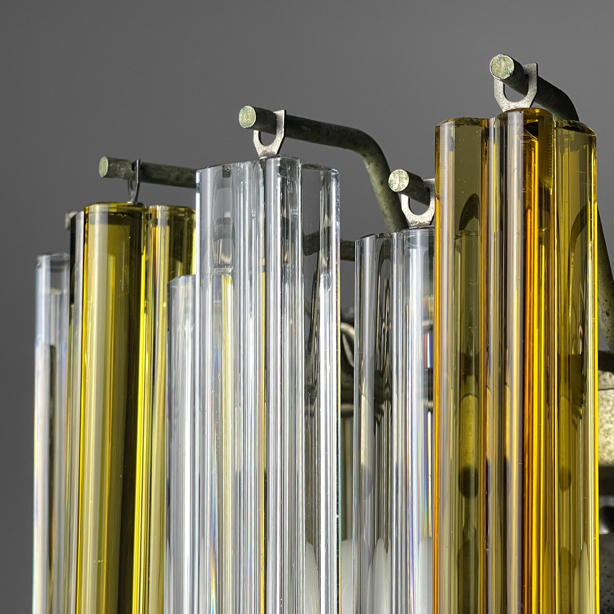 Original cascade Murano glass Crystal Prism Chandelier from Venini, Italy 1970s
