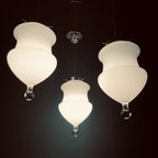 Vintage white murano pendant lamp Italy 1960s MCM space age italian lighting