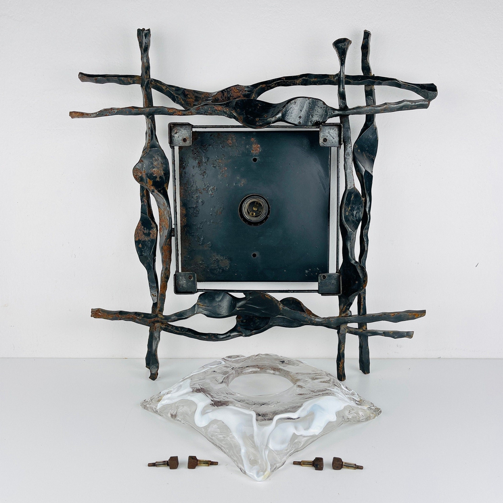 Large Iron Wall Lamp Brutalist, 1960s, Mid-Century Modern