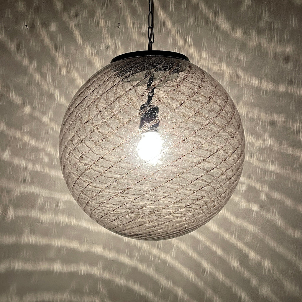 Vintage La Murrina Swirled Murano Glass Pendant Lamp - 1970s Italian Lighting