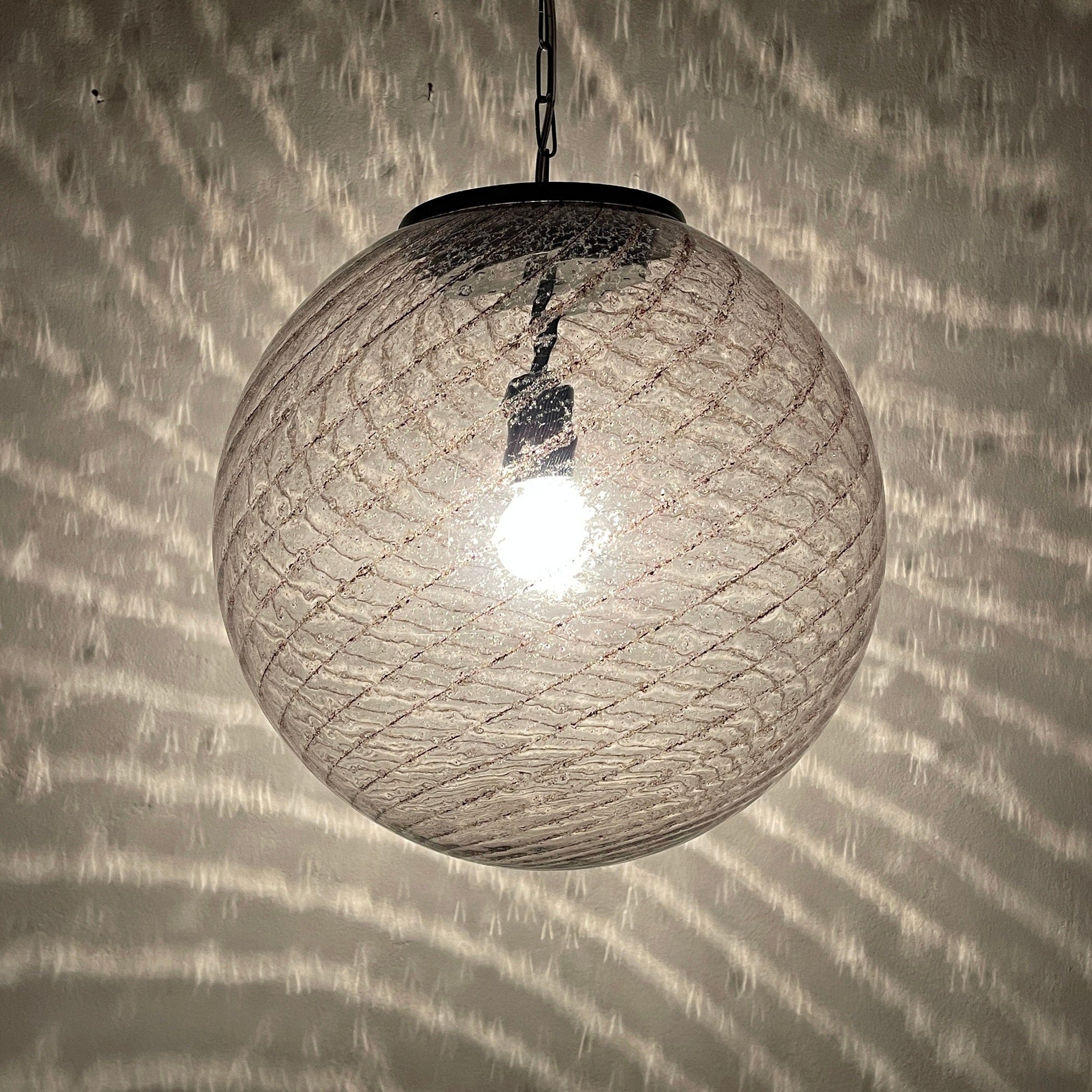 Vintage La Murrina Swirled Murano Glass Pendant Lamp - 1970s Italian Lighting