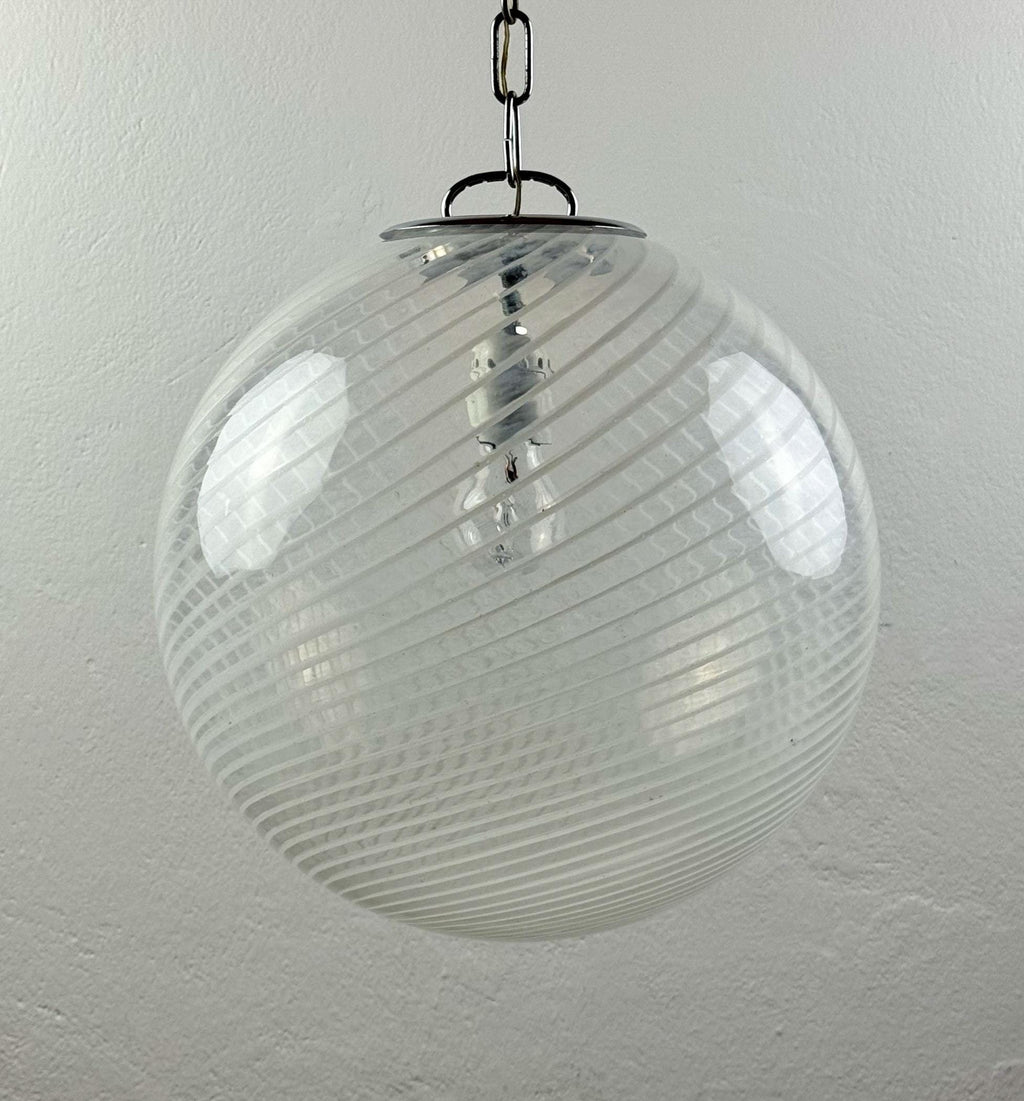 Vintage swirl murano pendant lamp, Italy 1970s