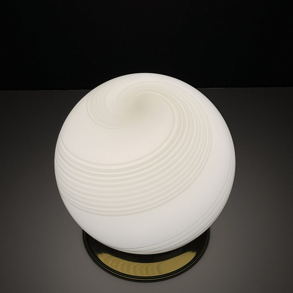 Vintage white murano table lamp Italy 1970s, Mid-century modern design