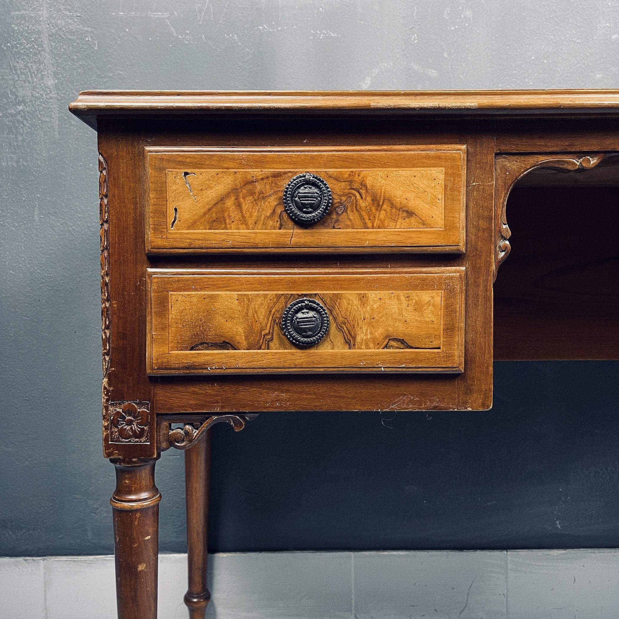 Vintage wood sideboard Italy 1950s  venetian wooden console table