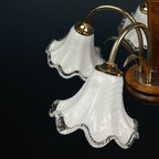 Vintage murano glass and wood chandelier Italy 1970s