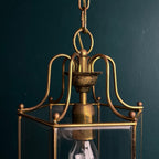 Vintage pendant lamp Italy '60s Brass Polished Glass Retro lighting