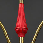 Vintage Italian Brass and Milky Glass 3-Arm Chandelier - 1950s Classic Design