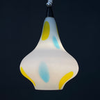 Mid-century multicolor opaline murano glass pendant lamp by Stilnovo Italy 1950s
