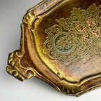 Vintage Small Wooden Florentine Gilt Tray, Italy 1950s