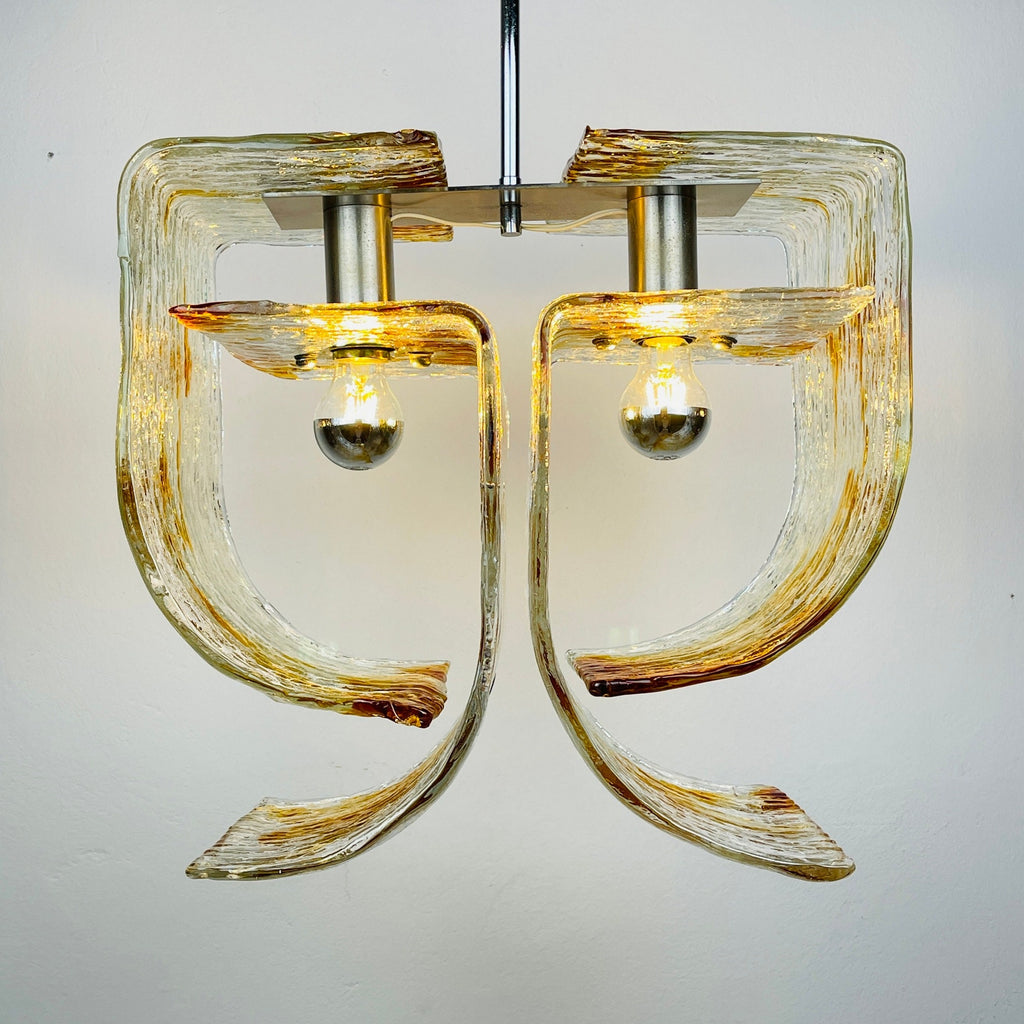 Vintage Murano glass chandelier by Mazzega, Italy 1970s, Space age, Mid-century modern