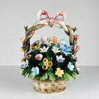 Vintage Capodimonte Ceramic Flower Basket by S. Rioleva, Italy 1960s