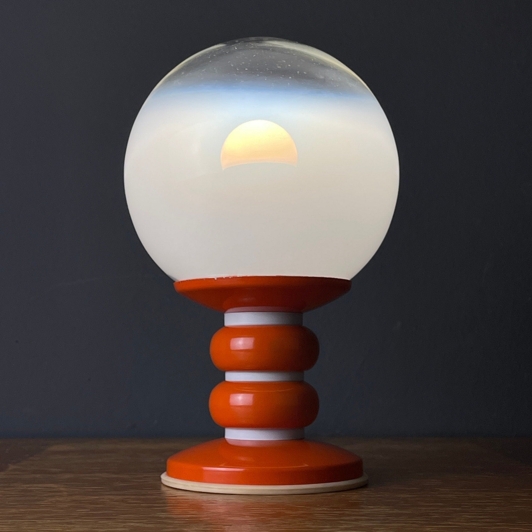 Vintage Opaline Glass Table Lamp: Italian Mid-Century Modern Lighting