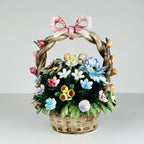 Vintage Capodimonte Ceramic Flower Basket by S. Rioleva, Italy 1960s