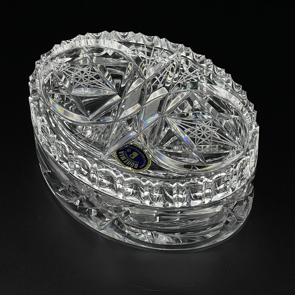 Vintage Bohemian glass candy bowl by Bohemia Crystal, Czechoslovakia, 1970s