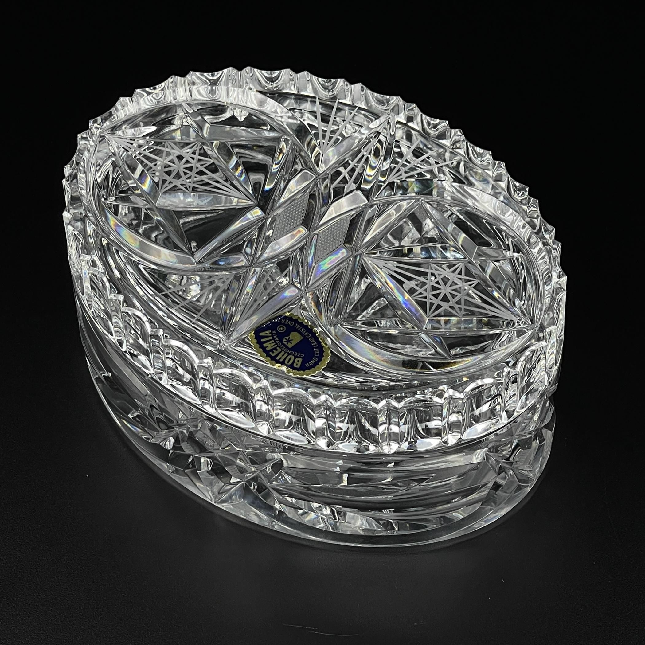 Vintage Bohemian glass candy bowl by Bohemia Crystal, Czechoslovakia, 1970s